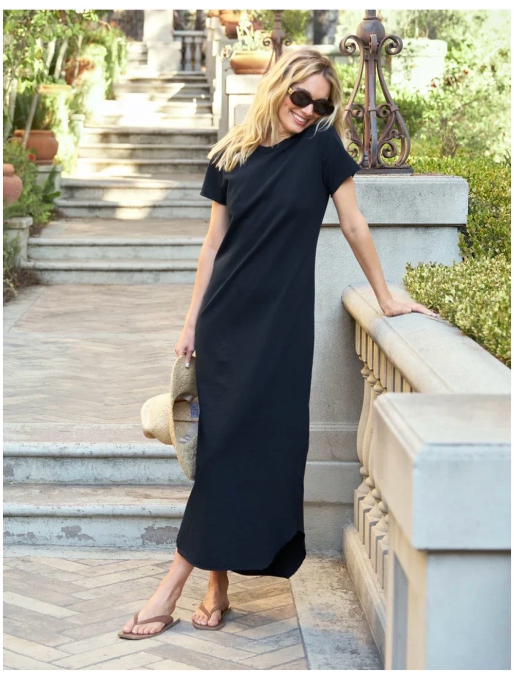 Frank & Eileen Black Short-Sleeve Maxi Dress